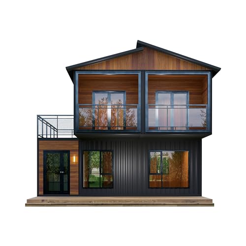 Barn Homes Double Story Flat Pack House with Bathroom and Kitchen, Foldable Tiny Home, 20ft & 40ft, Mobile House, Modular Homes, Container Homes, Tiny House to Live in, Cabin Prefab (40FT)