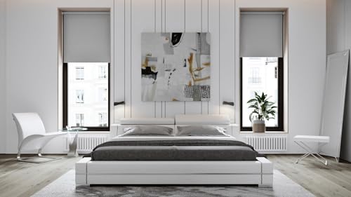 ZURI Hera White Leather Platform Bed - California King