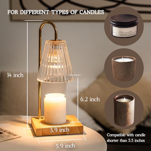 Marycele Candle Warmer Lamp, Electric Candle Lamp Warmer, Mothers Day Gifts for Mom, House Warming Gifts New Home Bedroom Decor Dimmable Wax Melt Warmer for Scented Wax with 2 Bulbs, Jar Candles