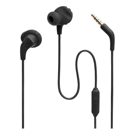 JBL Endurance Run 2 Wired - Waterproof Wired Sports in-Ear Headphones, Pure Bass Sound, Hands-Free Calls, Never Hurt. Never Fall Out. (Black)