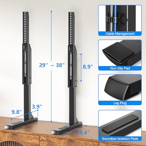 Rfiver Table Top TV Stand with Height Adjustable TV Legs, TV Stands Base with Cable Management for Most 37 to 86 Inch Flat or Curved TVs, Steel TV Feet Holds up to 150 lbs, Max VESA 800x600mm, Black