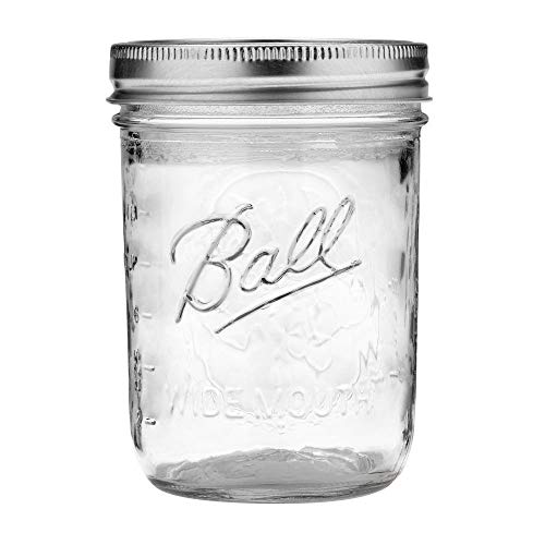 Ball Wide Mouth Pint 16-Ounce Glass Mason Jar with Lids and Bands, 12-Count