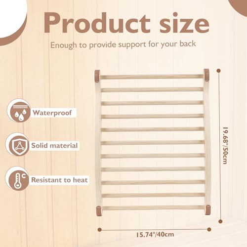 Sauna Backrest Wiiyita Sauna Accessories Wooden Slip-Resistant Non-Toxic Comfortable S-Shape Design Sauna Chair with Back, Sauna Accessories for Any Barrel or Infrared Sauna