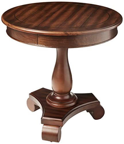 Roundhill Furniture Rene Round Wood Pedestal Side Table, 26"D x 26"W x 26.5"H, Espresso