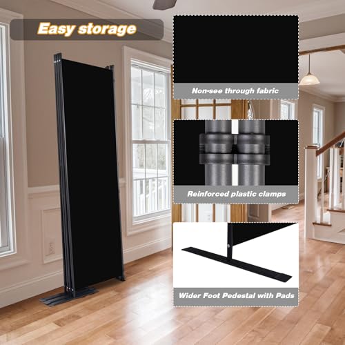 CHOSENM Room Divider, 4 Panel Folding Privacy Screens with Wider Feet, 6 Ft Portable Room Partition for Room Separator, Room Divider Panel 88" W X 71" H, Partition Room Dividers Freestanding，Black