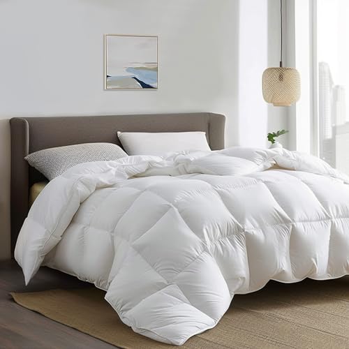 Serta Down Fiber Comforter Twin Size-All Season Duvet Insert, Luxury Fluffy Bed Comforter 100% Cotton 300 Thread Count Shell, Down Feather Fiber 500 Fill Power with Corner Taps, White 68x90inch