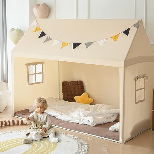 Twin Size Bed Tents Canopy - Large Sleeping Tents Indoor for Privacy Space 76.7 x 41.3 x 61.5 inches, Portable Big Space Floor Bed Tents for Kids/Adult