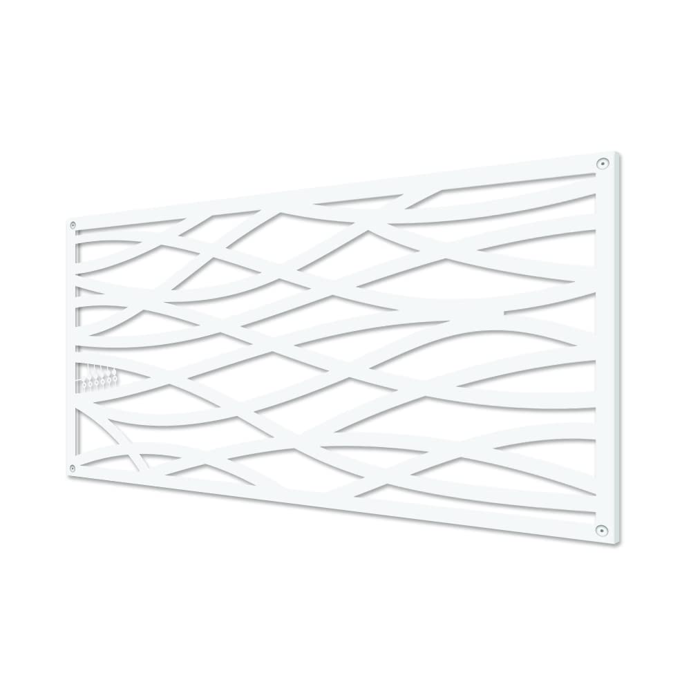 GRID AXCENTS Wave Decorative Lattice, Privacy Screen, Deck Skirting, Multi-use Panel (2 ft. x 4 ft., White, 1)