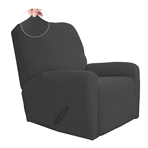 Easy-Going Recliner Chair Covers Soft Stretchy Sofa Slipcover for Furniture Protection with 4-Pieces and Elastic Bottom Spandex Jacquard (Large, Dark Gray)