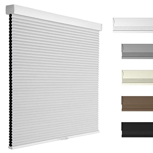 Boolegon Blackout Cellular Shades Cordless Pull Down Cellular Blinds Thermal Insulated Honeycomb Blinds for Windows, White