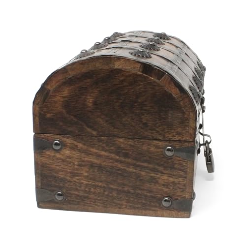 Nautical Cove Keepsake Wooden Treasure Chest with Antique Jewelry Lock and Key (Large 8 x 6 x 6)