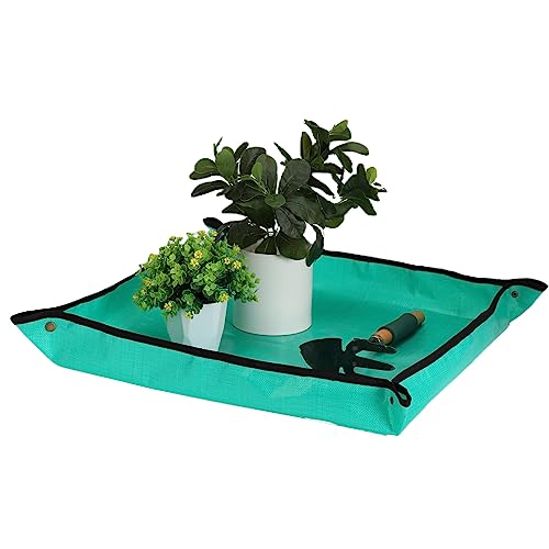 Owl Focus Repotting Mat for Indoor Plant Transplanting and Mess Control,31.5" x 39.5" PE Potting Tray for Succulent and Bonsai Plant,Gardening Gifts for Planter Lovers