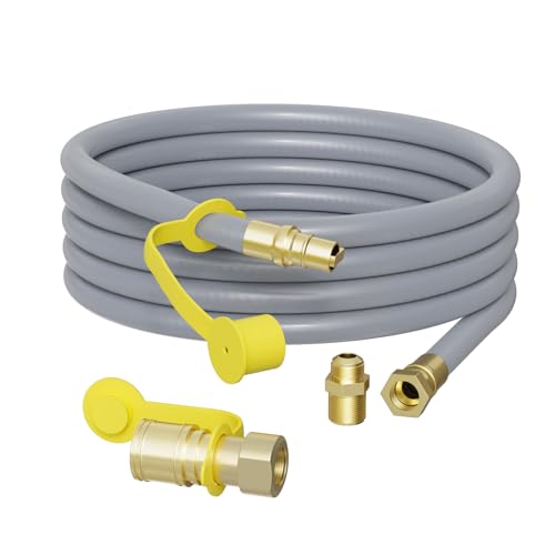 12FT 3/8 in Natural Gas Hose Low-Pressure LPG Hose w/Quick Connect for Blackstone, Weber, Char-Broil,Pizza Oven,Fire Pit,Heater 3/8 Female Pipe Thread & 3/8 Male Flare Quick Disconnect,CSA Certified