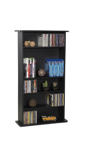 Atlantic Drawbridge Media Storage Cabinet - Organize optical media, up to 240 CD, or 108 DVD, or 132 BD/Video Games, Adjustable Shelves, PN 37935726 in Black