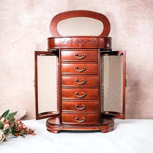 Hives and Honey Patricia Etched Glass Mahogany Jewelry Chest Jewelry Box