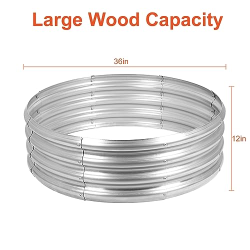 OUSHENG Galvanized Fire Pit Ring for Outside Wood Burning, Metal Firepit Liner for Above Ground Outdoor Camping Beach Backyard Park