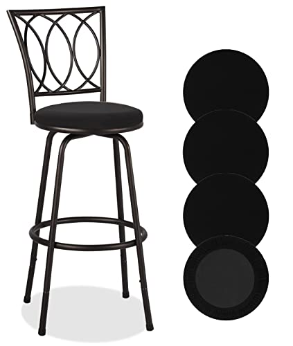 Deisy Dee 4PCS Round Bar Stool Seat Covers Stretch Round Chair Covers for 13-16 Inch Stool Chair (Black)