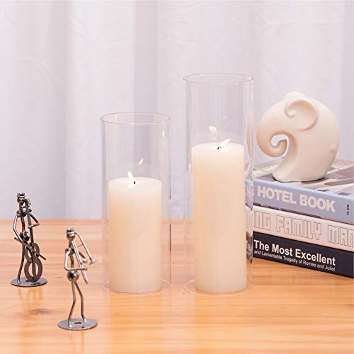 WGVI Hurricane Candle Holder Sleeve, Wide 4", Height 8", Clear Glass Cylinder Candleholder, Chimney Tube, Open Ended Candle Shade, 1 Piece