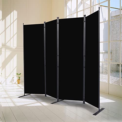 CHOSENM Room Divider, 4 Panel Folding Privacy Screens with Wider Feet, 6 Ft Portable Room Partition for Room Separator, Room Divider Panel 88" W X 71" H, Partition Room Dividers Freestanding，Black