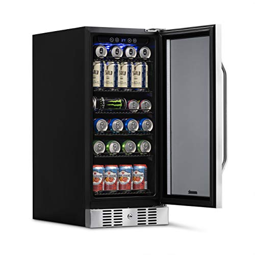 NewAir Beverage Refrigerator Cooler with 96 Can Capacity - Built-in Mini Bar Beer Fridge for Bedroom, Dorm, Office - Small Refrigerator Cools to 34F Perfect For Beer, Soda, And Drinks