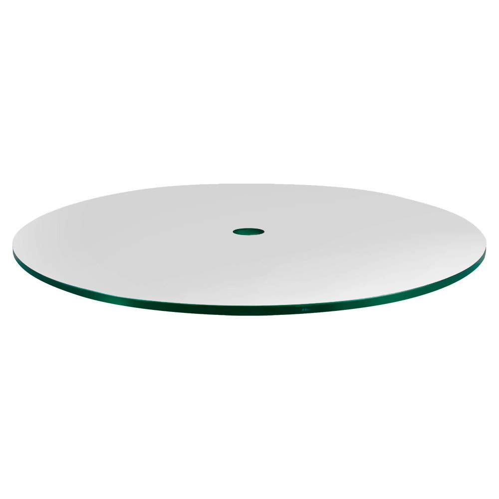 Dulles Glass 48" Round Glass Table Top - Tempered- 1/4" Thick - Flat Polished Glass - Center (Umbrella) Hole