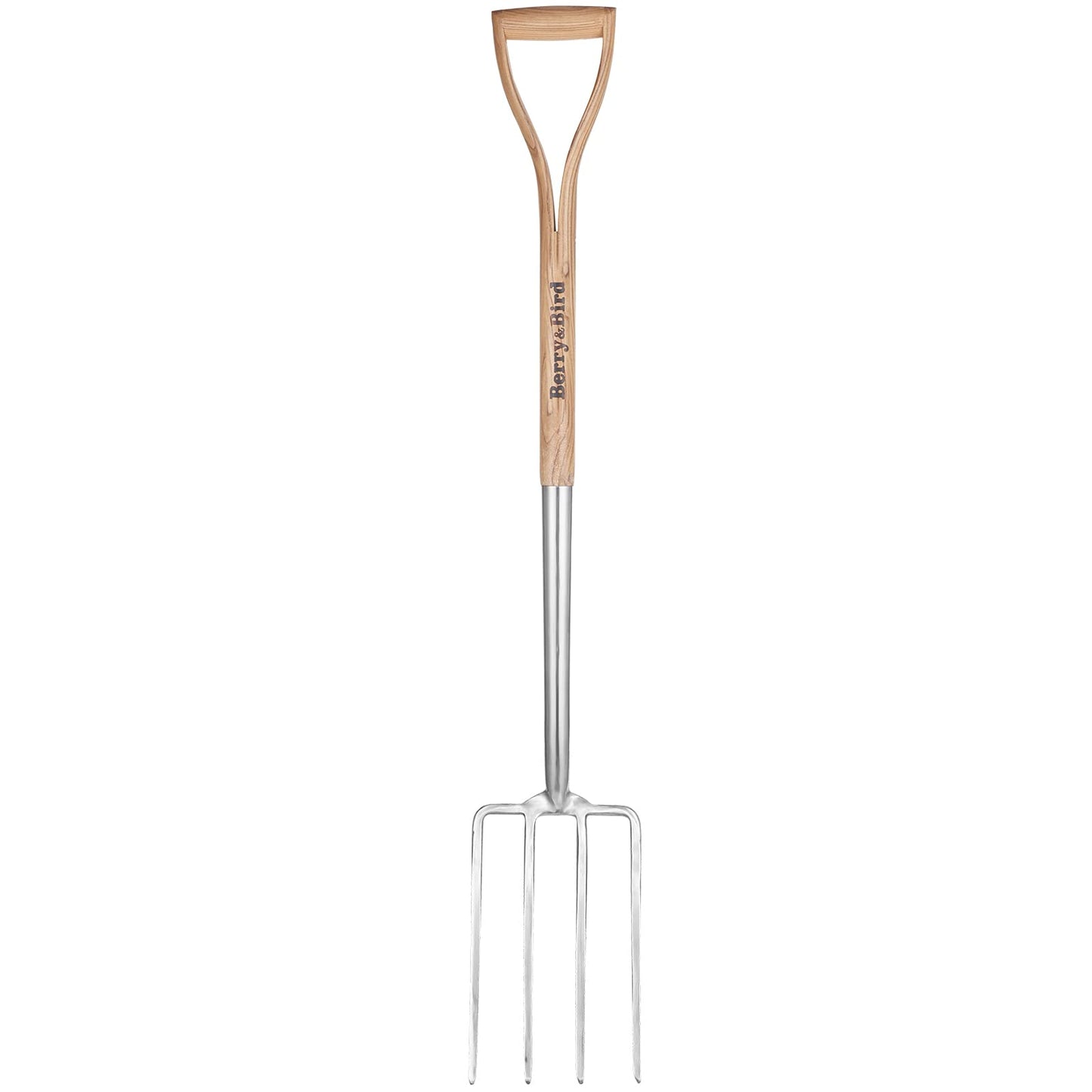 Berry&Bird Garden Digging Fork, 37.4" Stainless Steel Garden Spading Fork with D-Grip Handle, 4-Tine Heavy Duty Long Handled Pitchfork with Ash Wood Handle for Digging, Planting, Cultivating, Aerating