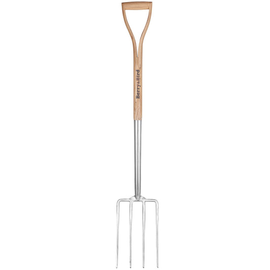 Berry&Bird Garden Digging Fork, 37.4" Stainless Steel Garden Spading Fork with D-Grip Handle, 4-Tine Heavy Duty Long Handled Pitchfork with Ash Wood Handle for Digging, Planting, Cultivating, Aerating