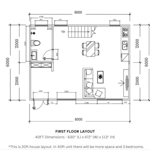 Barn Homes Double Story Flat Pack House with Bathroom and Kitchen, Foldable Tiny Home, 20ft & 40ft, Mobile House, Modular Homes, Container Homes, Tiny House to Live in, Cabin Prefab (40FT)