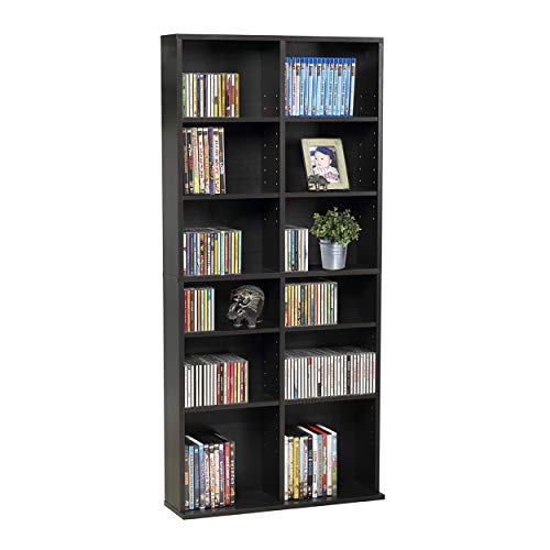 Atlantic Oskar Adjustable Media Cabinet - Holds 464 CDs, 228 DVDs or 276 Blu-rays, 12 Adjustable and 4 fixed shelves PN in Espresso