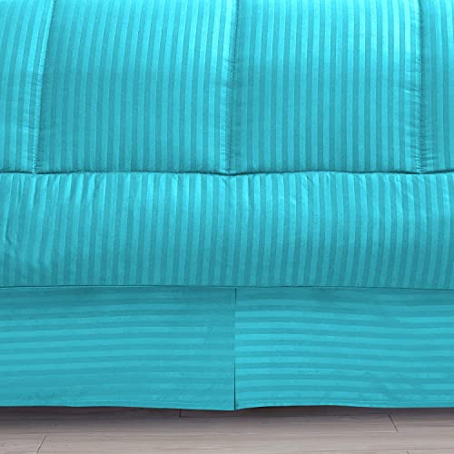 Jham Jham Decore 1 Piece Classic Egyption Cotton Stripe Comforter-300 GSM, 1000 TC (Full XL Size,Turquoise)