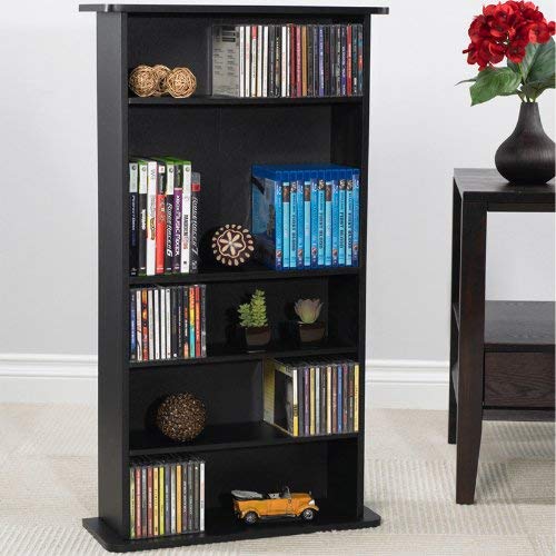 Atlantic Drawbridge Media Storage Cabinet - Organize optical media, up to 240 CD, or 108 DVD, or 132 BD/Video Games, Adjustable Shelves, PN 37935726 in Black