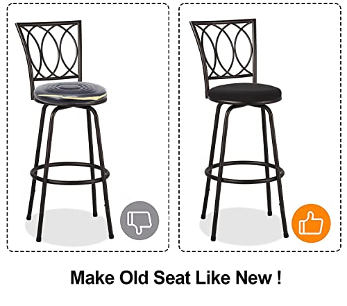 Deisy Dee 4PCS Round Bar Stool Seat Covers Stretch Round Chair Covers for 13-16 Inch Stool Chair (Black)