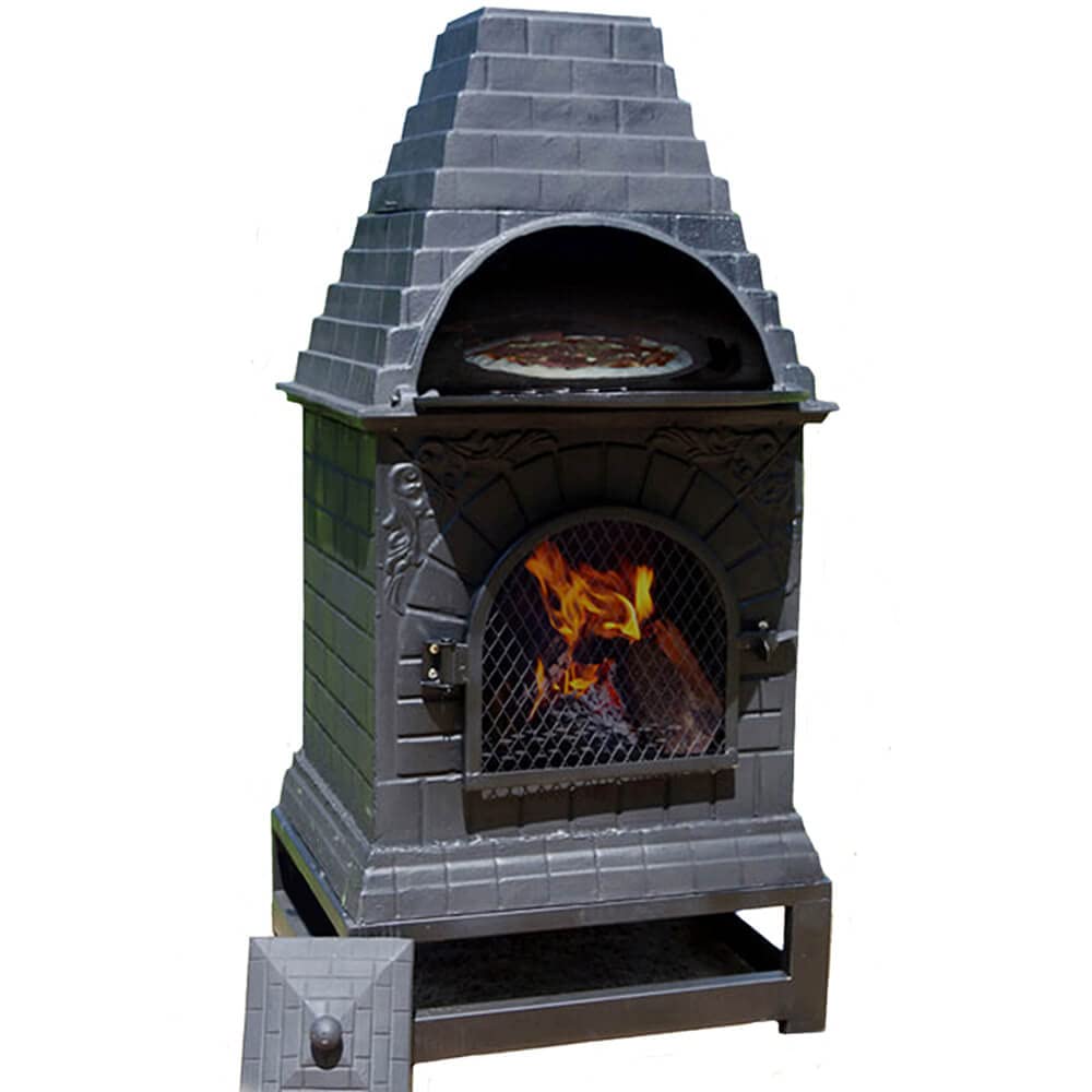 The Blue Rooster Casita Grill Chiminea Outdoor Fireplace Wood Burning Firepit and Pizza Oven