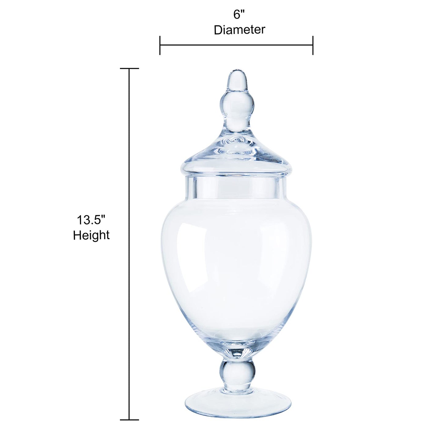 Diamond Star Glass Apothecary Jars with Lids for Candy Buffet - Apothecary Jars for Bathroom, Candy Bar, Kitchen, (Height: 13.5" Body: 6")