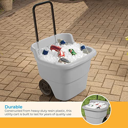 Suncast Resin 15.5 Gallon Multi-Purpose Cart with Wheels, Brown,Taupe