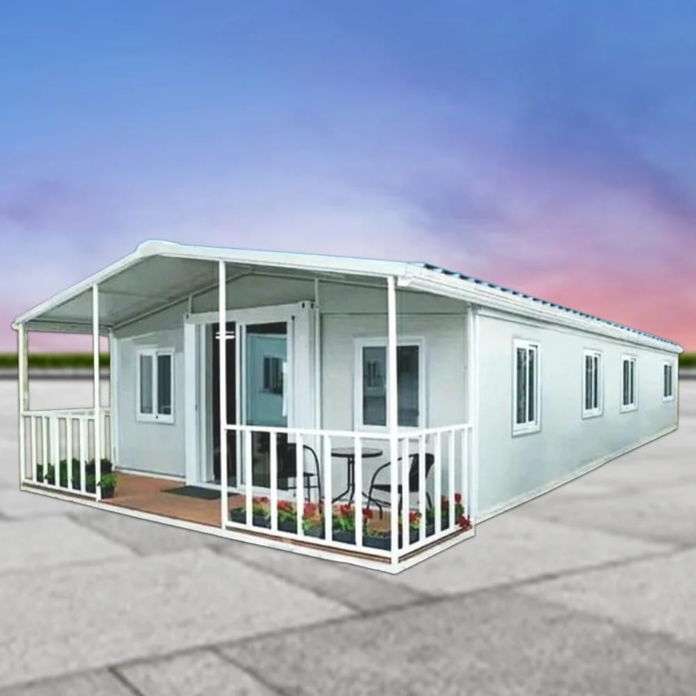 Portable 20 ft Prefab Container Tiny Terrace House, with 2 Bedroom and 1 Bath and Living Room, Outdoor Tiny House kit