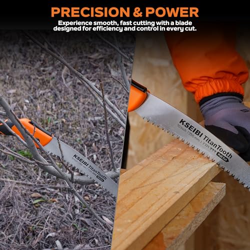 KSEIBI Folding Saw - Camping Saw, Camp Saw, SK-4 Steel Hand Saw for Campers, Portable 10 Inch Wood Pruning Saw for Gardening, Carpentry and Smooth, Precise Cuts, Pruning Hand Saw for Outdoor Use