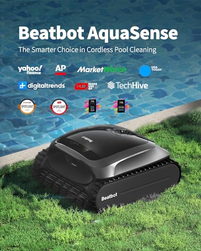 Beatbot AquaSense Cordless Robotic Pool Vacuum Cleaner - Intelligent Path Opimization, Cleans Floor, Walls, and Waterline, 3.5-Hour Runtime - Ideal for Above & In-Ground Pools up to 2,260 sq.ft.