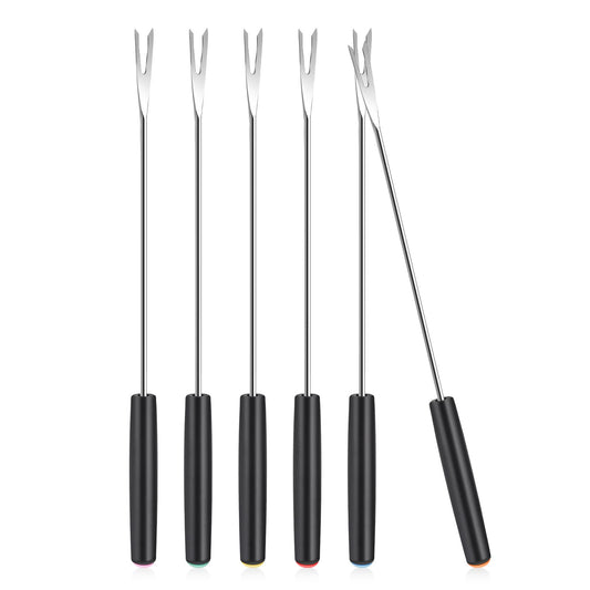 6 Pcs Fondue Forks Stainless Steel Fondue Forks Long Forks Cheese Fondue Forks with Heat Resistant Handle for Roast Meat Chocolate Dessert Cheese Marshmallows