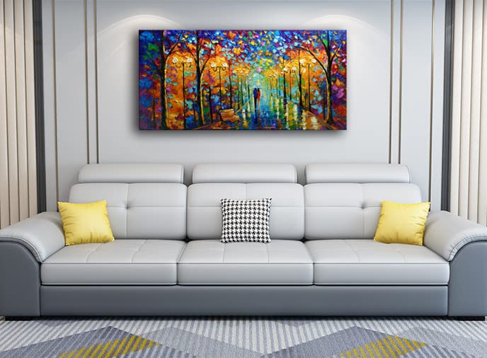 Tyed Art- Contemporary Art Landscape Oil Painting On Canvas Abstract Textured Tree Painting hand-painted acrylic frame wall art modern canvas painting 24x48inch