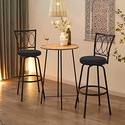 Deisy Dee 4PCS Round Bar Stool Seat Covers Stretch Round Chair Covers for 13-16 Inch Stool Chair (Black)