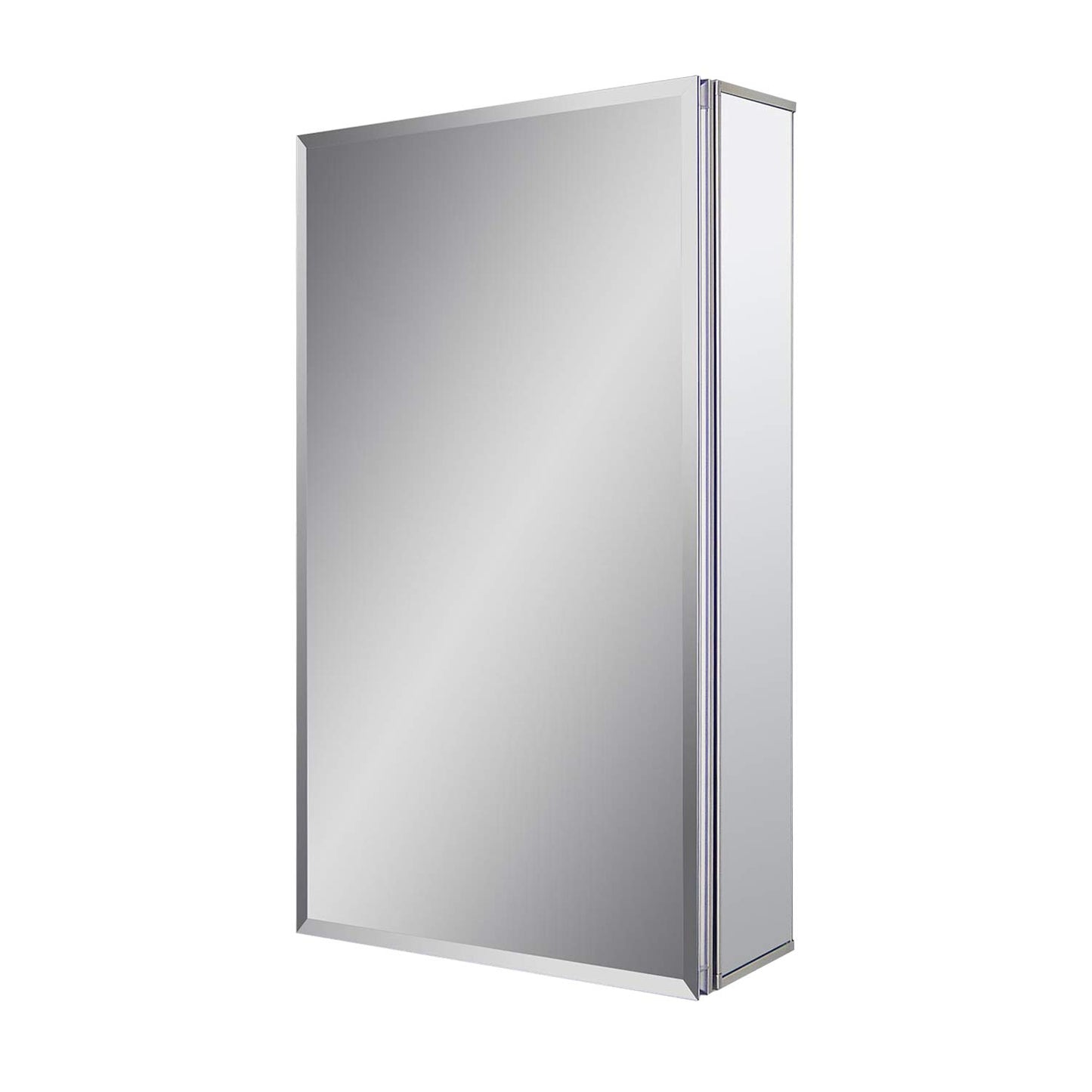 Fundin Aluminum Bathroom Medicine Cabinet with Framless Double Sided Mirror Door15 Inch x 24 Inch Recess or Surface Mount, Silver