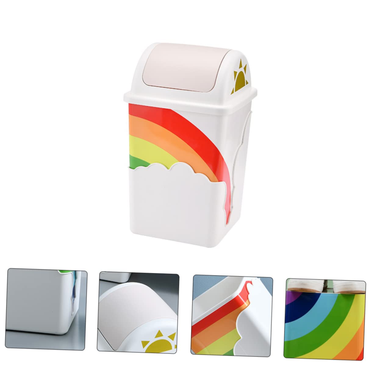 CHILDWEET 1pc 's Room Trash Can Garbage Debris Can Rainbow Office Waste Basket Mini Food Containers Basket Decor Desktop Dumpster Garbage Can Garbage Holder Large-Capacity Ash-bin