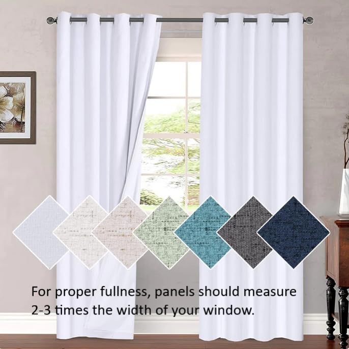 H.VERSAILTEX 2 Panels Blackout Curtain Valances for Kitchen Windows/Bathroom/Living Room/Bedroom Privacy Decorative Rod Pocket Short Window Valance Curtains, 52" W x 18" L, Pure White