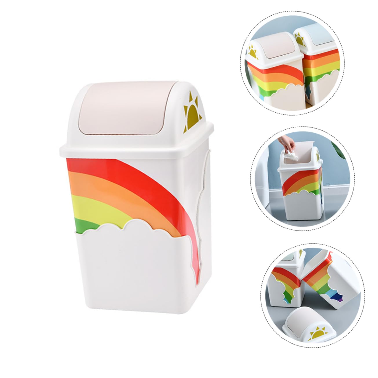 CHILDWEET 1pc 's Room Trash Can Garbage Debris Can Rainbow Office Waste Basket Mini Food Containers Basket Decor Desktop Dumpster Garbage Can Garbage Holder Large-Capacity Ash-bin