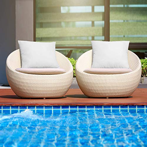 MIULEE Pack of 2 18x18 Outdoor Pillow Inserts, Outdoor Throw Pillows Water-Resistant Decorative Premium Square Pillow Stuffer Sham for Porch Swing Couch Sofa Cushion Patio Furniture