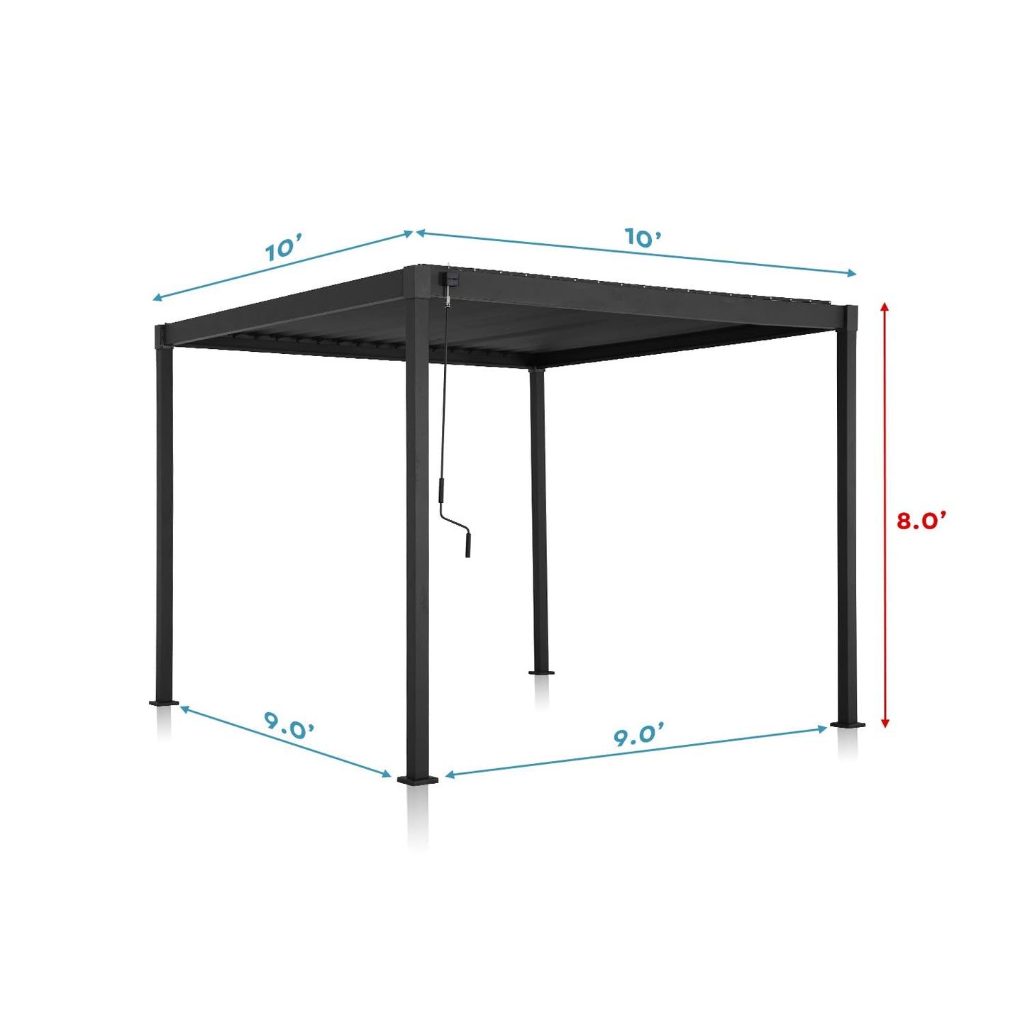 MIRADOR 80S Louvered Pergola 10' x 10', Modern Style with Adjustable Louvers for Outdoor Roof, Garden, Easy Assembly, Durable, Charcoal