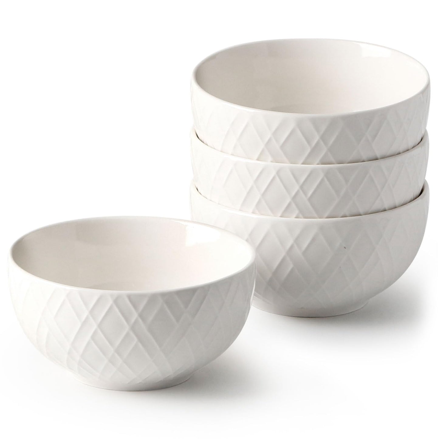 NUTRIUPS 4.3'' Rice Bowls Set of 4-10 oz Small Dessert Bowls, 300ml, Snack Bowls, Small White Bowls, Ceramic Bowls