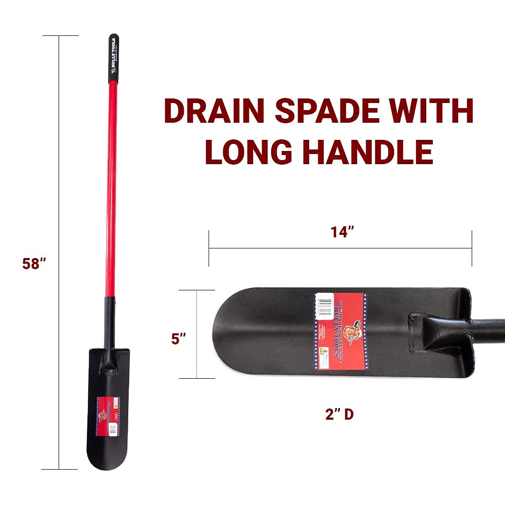 Bully Tools 82530 12-Gauge Drain Spade with Long Fiberglass Handle