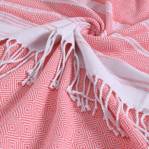 6 Packs Oversized Cotton Turkish Beach Towels Set Bulk 74"x38" Extra Large Sand Free Quick Dry Clearance Swim Bath Camping Pool Towel Travel Blanket Adult Essentials Cruise Accessories Vacation Stuff